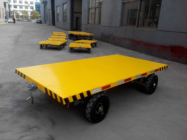 定做1吨平板拖车工厂用小型平板车叉车牵引式平板运输车